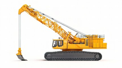Obraz premium Isolated Yellow Construction Crane on White Background