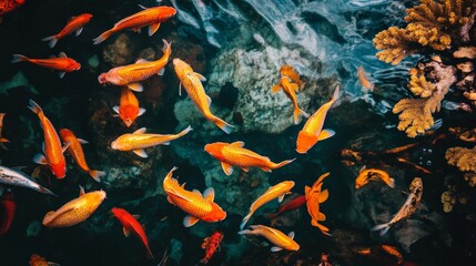 Colorful Fish Swimming Above a Vibrant Coral Reef