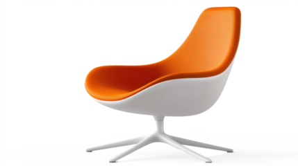 A white and orange chair with a white base and orange top on transparent background