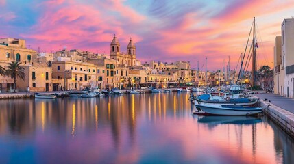 Fototapeta premium Marzamemi, Sicily: A Picturesque Sunset Harbor