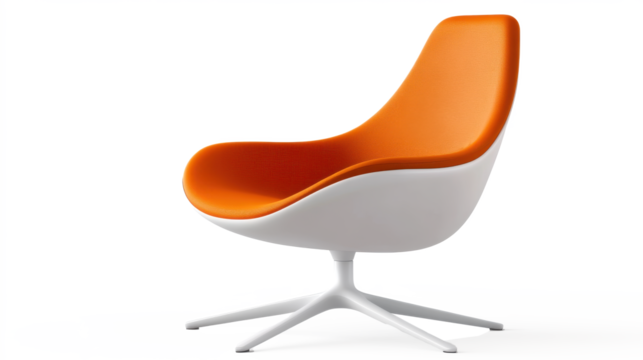 A white and orange chair with a white base and orange top on transparent background