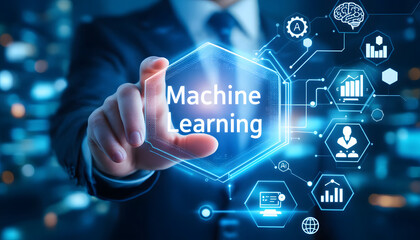Fototapeta premium Machine Learning and AI Concept with Arabic Calligraphy, Artificial Intelligence, Machine Learning, and Water Abstract Design, AI, Machine Learning, and the Concept of Water, Modern Graphic