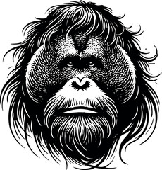 Orangutan vector black silhouette cricut design for T-shirt