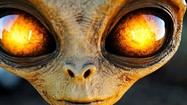 Intriguing Alien Portrait with Captivating Golden Eyes and Detailed Skin Texture