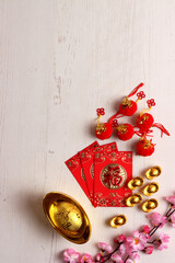 chinese new year ornament element photo flower gold blossom traditional photo asian background red