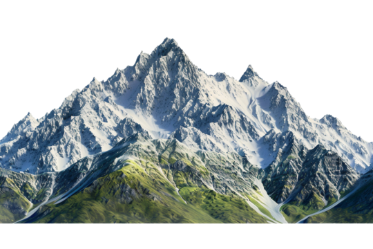 Rocky Mountain Trail with Lush Greenery Isolated on Transparent Background