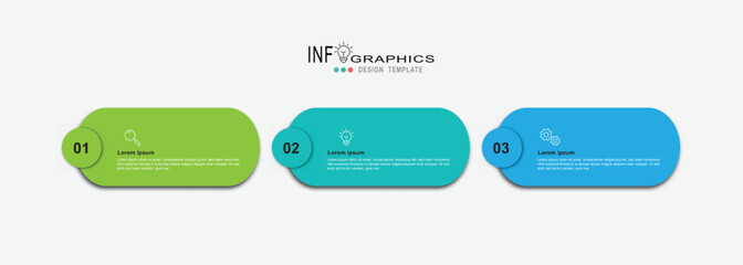 Vector Infographic label design template with icons and 3 options or steps.
