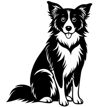 recommend clip art: border collie Dog black silhouette vector, Simple silhouette Design vector icon with white background