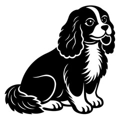 cavalier king charles spaniel Dog black silhouette vector, Simple silhouette Design vector icon with white background