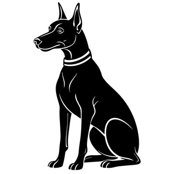 recommend clip art: doberman pinscher Dog black silhouette vector, Simple silhouette Design vector icon with white background