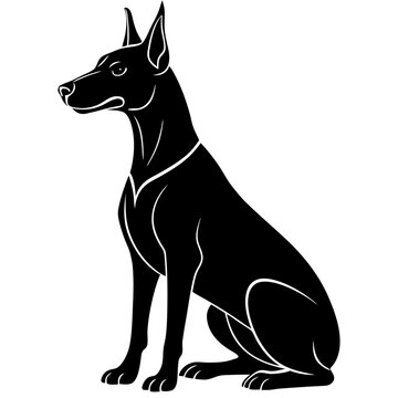 recommend clip art: doberman pinscher Dog black silhouette vector, Simple silhouette Design vector icon with white background