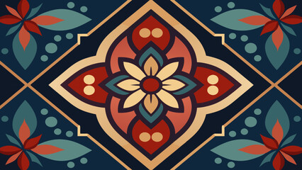 Fototapeta premium Seamless pattern with decorative flowers in retro style. Vector illustration