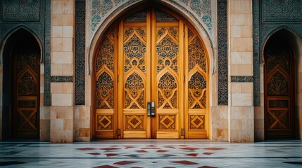Intricate Wooden Doors of a Mosque