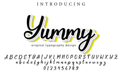 Yummy Font Stylish brush painted an uppercase vector letters, alphabet, typeface