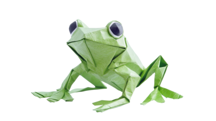 Green frog paper, PNG transparent