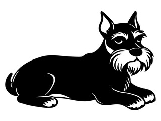 miniature schnauzer Dog black silhouette vector, Simple silhouette Design vector icon with white background