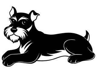 miniature schnauzer Dog black silhouette vector, Simple silhouette Design vector icon with white background