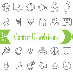 Contact Us web icons in line style. Web and mobile icon. Chat, support, message, phone. Vector illustration