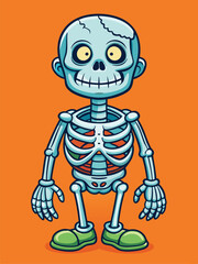 Festive Skeleton Cartoon Design for Fun Halloween Christmas T Shirt Illustrator Artwork