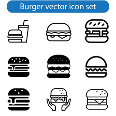Burger icon vector of fast food set for UI and UX, website or mobile application on white background.