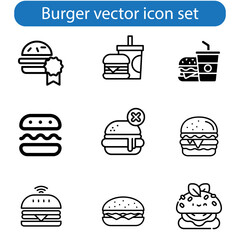 Burger icon vector of fast food set for UI and UX, website or mobile application on white background.