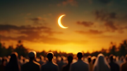 Fototapeta premium A group of people are gathered together to watch the sun set