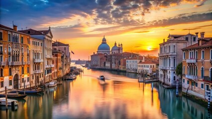 Obraz premium Stunning view of Grand Canal in Venice at sunrise, Italy. Summer holidays. Travel concept background, Grand Canal, Venice
