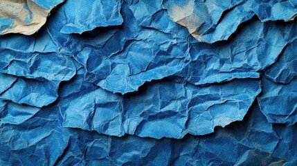 Fototapeta premium Crumpled blue paper texture background.