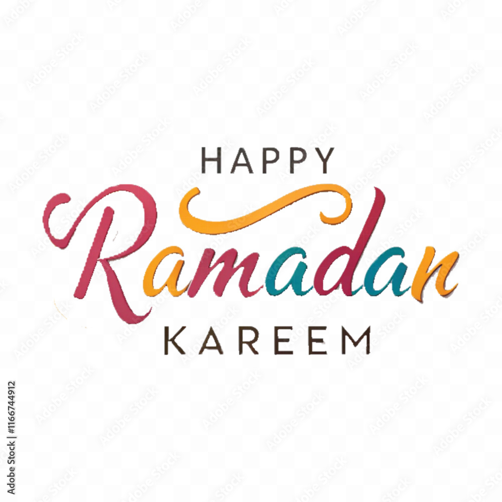 Fototapete abstract 3d ramadan kareem text made with different colour style isolated on white background
