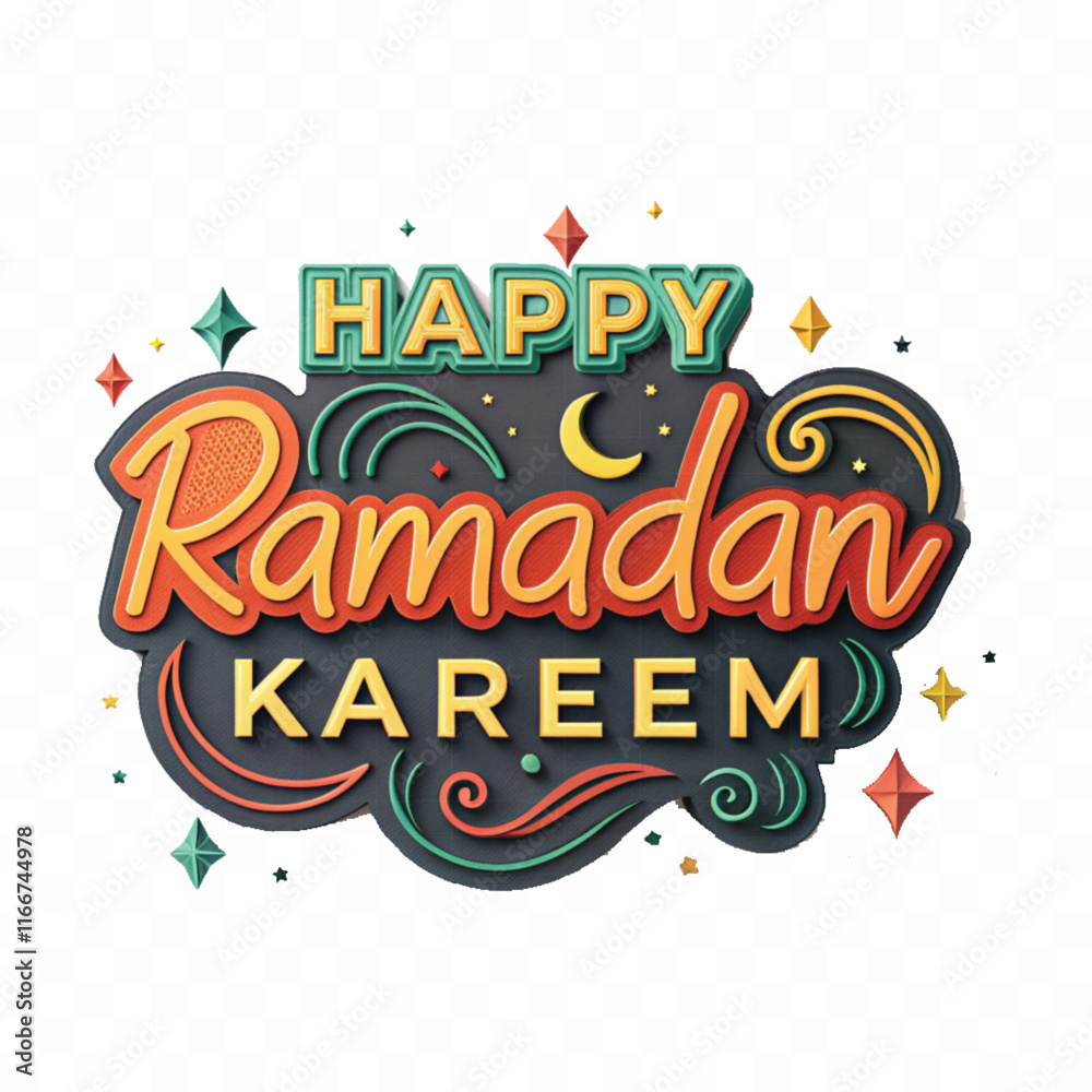 Fototapete abstract 3d ramadan kareem text made with different colour style isolated on white background
