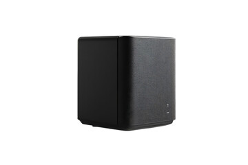 Obraz premium Compact black audio speaker designed for rich sound quality and versatile placement in home or office environments