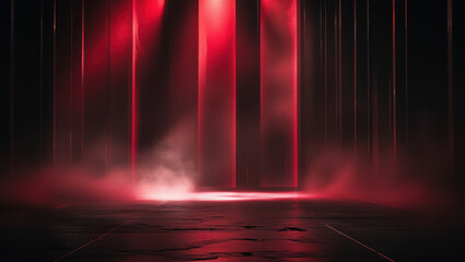 Vibrant Red Light in a Foggy Space.