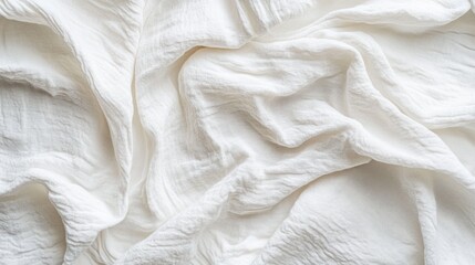 Textured White Fabric: A Close-Up Study of Draped Cotton