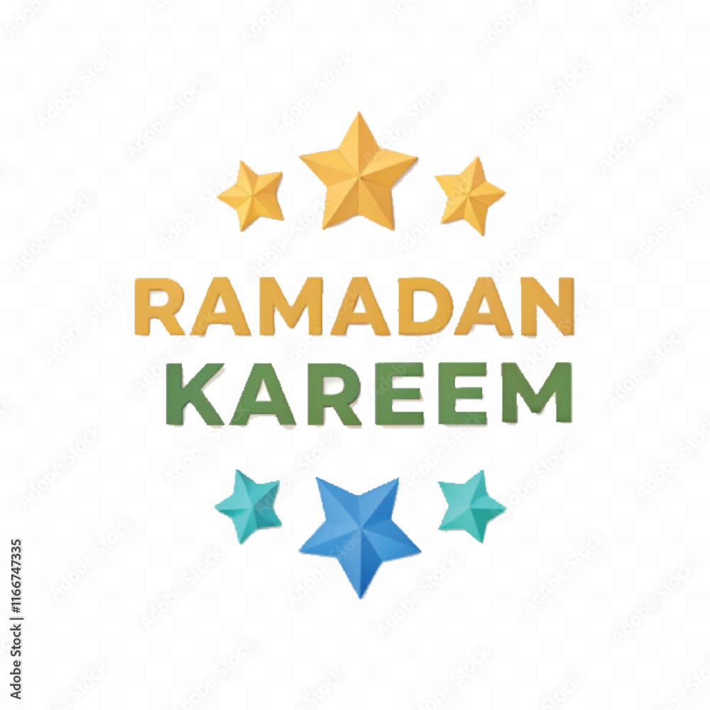 Fototapete abstract 3d ramadan kareem text made with different colour style isolated on white background