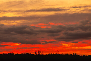 A Breathtaking and Stunning Sunset Casting Its Beauty Over a Peaceful Calm Landscape