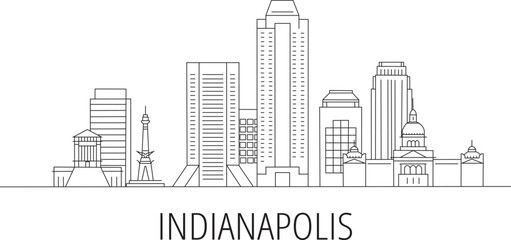 Indianapolis City Line Draw Simple Minimalist 
