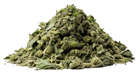 PNG  A pile of crushed cannabis plant herbs food.