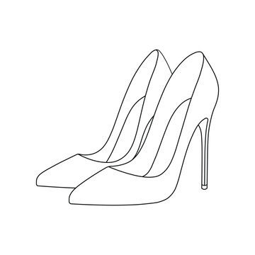 Hand drawn kids drawing vector illustration high heels shoes cartoon isolated