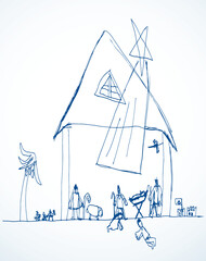 Vector drawing. Kid's picture of Christmas