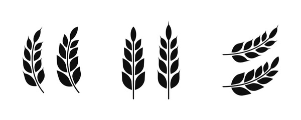 Wheat silhouette collection. Ear of wheat symbols. Wheat icon. PNG transparent background