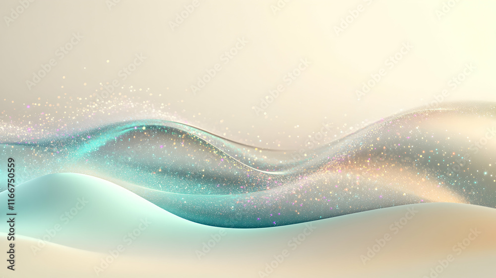 Canvas Prints abstract bokeh lights indoors with glowing particle effects, featuring turquoise and lavender hues o