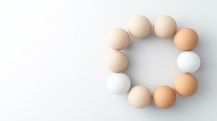 A group of wooden balls arranged in a circle