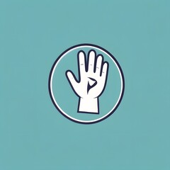 Obraz premium Modern hand illustration within a circular design creating a striking and minimalist graphic logo