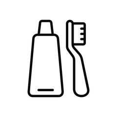 toothpaste and toothbrush icon line vector design in trendy style