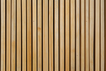 Pale wood slats arranged vertically create warm, natural texture. This Muji inspired wall design adds minimalist touch to any space, evoking sense of calm and simplicity