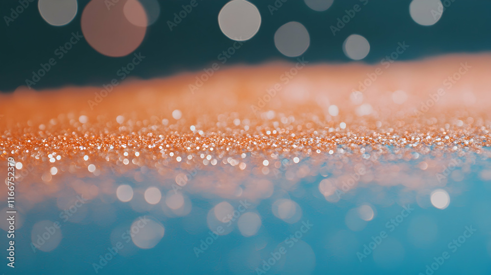 Canvas Prints floating glitter particles complementing bokeh indoors with warm peach and aquamarine tones over a s