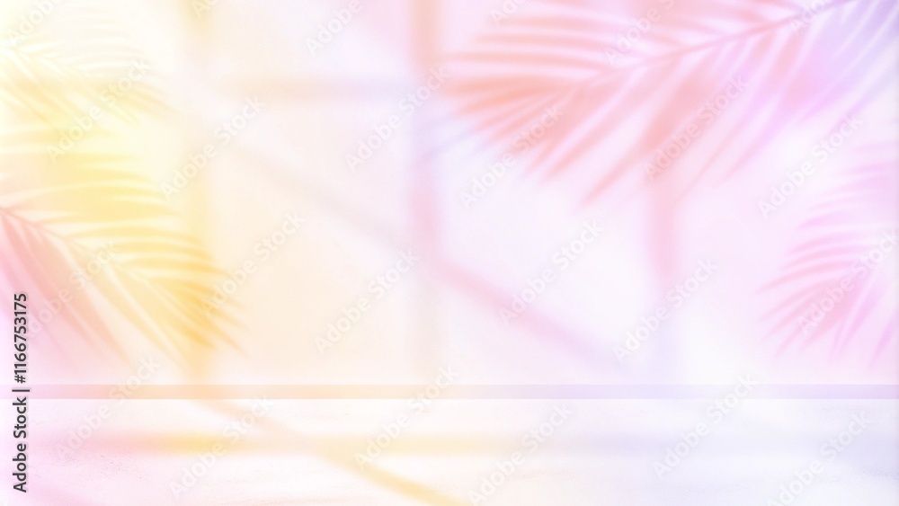 Poster 3d rendering of an abstract gradient pink studio background for product presentation with shadows of
