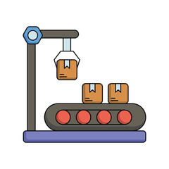 Conveyor  color line icon with white background vector stock illustration