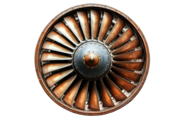 Turbine engine with intricate blades and metallic components highlighting engineering design and craftsmanship