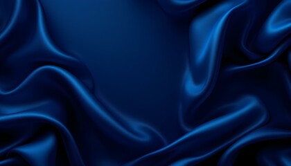 Fototapeta premium Elegant background with space for design. Soft wavy folds. Abstract dark background. Silk satin fabric. Elegant background with space for design. 3D Wave Bright blue, Christmas, birthday, anniversary
